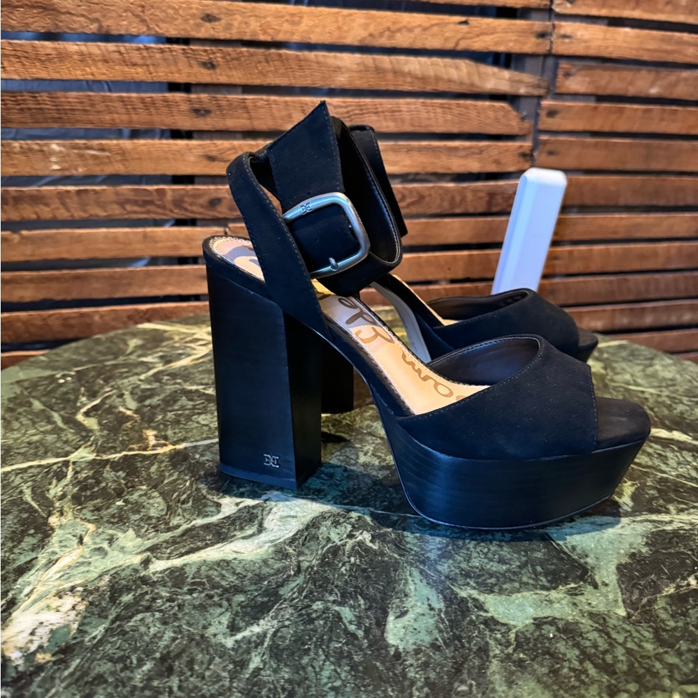 Black Chunky Heel Platform Shoes